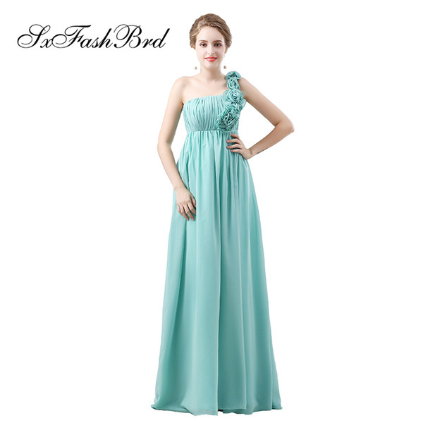 Elegant Girls Dress One Shoulder With Flower A Line Long Chiffon Party Formal Evening Dresses for Women Prom Dress Gowns