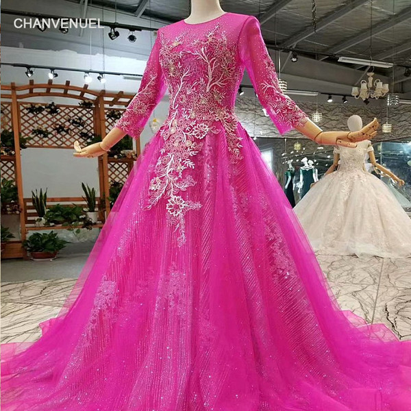 Latest Cocktail Party Dresses Illusion Neckline Long Tulle Sleeve Lace Up Back Pattern Hand Made Applique Pearl Elegant Prom Gowns