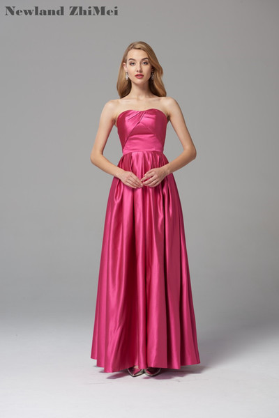 est Selling Rose Red Prom Dress Elegant A Line Floor Length Strapless Woman Formal Evening Gowns vestido de fiesta largo