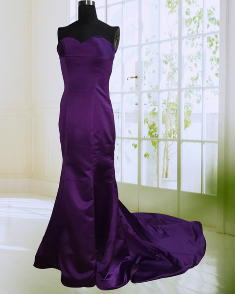 Purple Mermaid Prom Dress Beautiful Sweetheart Neck Backless Long Satin Evening Party Dresses vestido de formatura longo