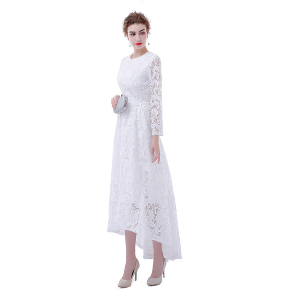 FADISTEE New arrival elegant dress evening dresses prom party long sleeves formal high-low lace O-neck style