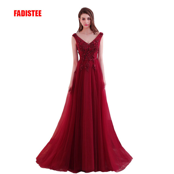 New arrival elegant lace dress evening dresses prom party lace-up sleeveless formal long Classic V-neck sweep train style