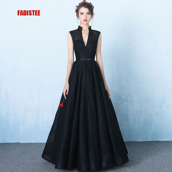 FADISTEE New arrival elegant evening dresses prom party sleeveless formal long V-neck floor lenght sexy backless Modern style