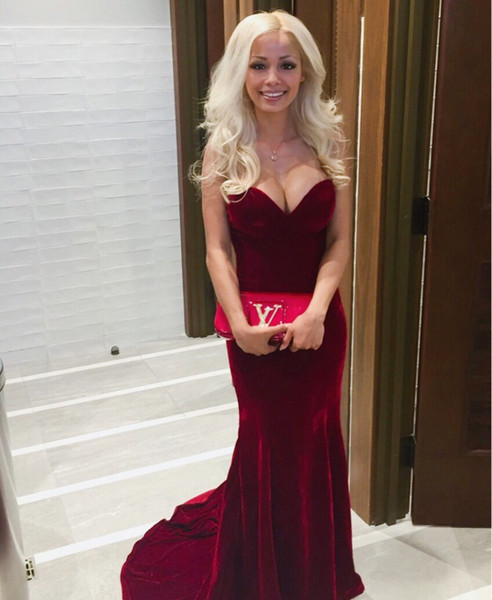 New arrival elegant long dress evening dresses prom party formal zipper velvet style mermaid sexy strapless sweep train