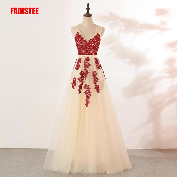 FADISTEE New arrival elegant long dress evening dresses prom party formal zipper long style lace sexy V-neck 2019