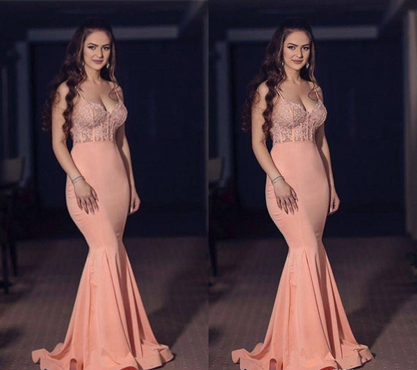 Coral Prom Dress New Arrival Mermaid Spaghetti Straps Long Formal Holidays Wear Graduation Evening Party Gown Custom Made Plus Size