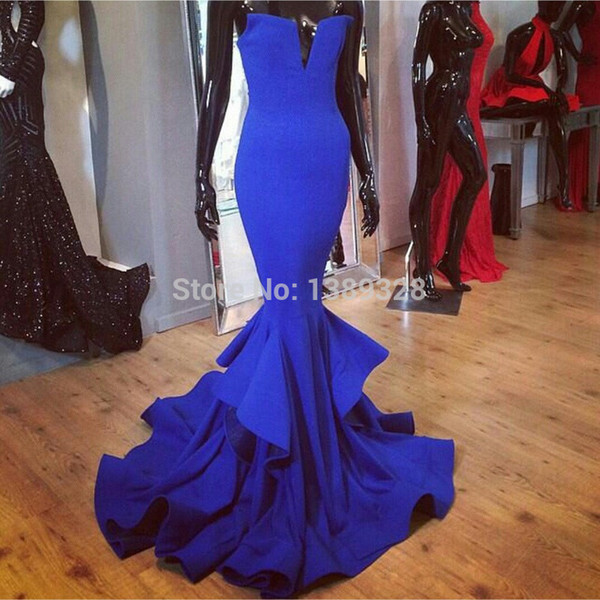 2017 New Arrival Royal Blue Mermaid Prom Dresses Long Sexy Party Evening Gowns Custom Made Black Red White Vestido de Festa