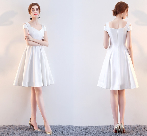 High-Quality White Red Ball Prom Gown A Shoulder In Spring And Autumn New Skirt Backless Cocktail Party Dress Zipper