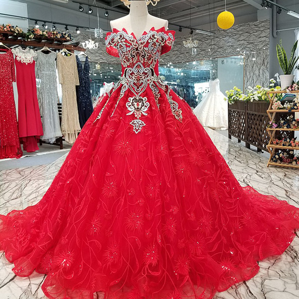 2022Vintage Flowers Red Bridal Prom Party Dresses Off The Shoulder Sweetheart Beauty Evening Dress Quick Shipping Prom Dresses Long