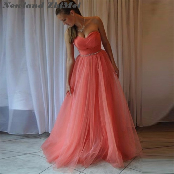 Beautiful Coral Long A Line Prom Dress Cheap Party Dresses for Women Hot Sale Beaded Evening Party Gowns