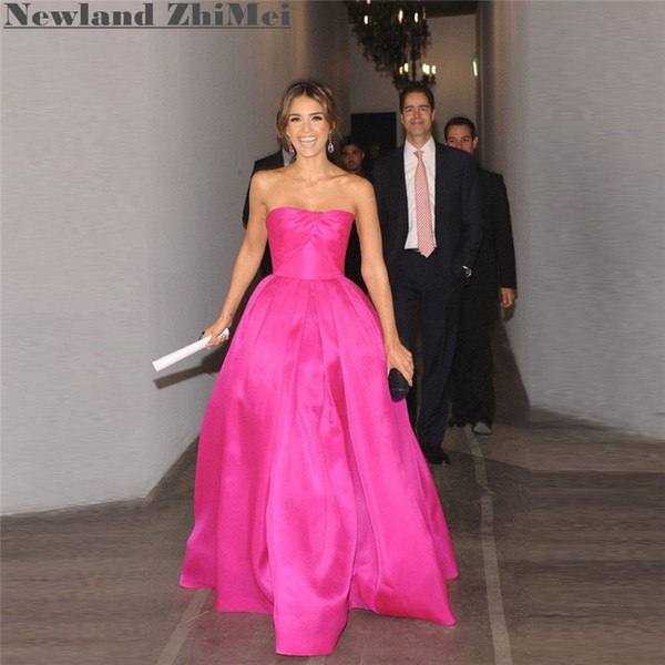 Fuchsia Pink Off the Shoulder Satin A Line Prom Dress Hot Selling Floor Length Woman Formal Gown Custom Made