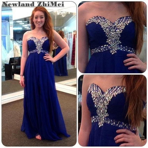 Summer Royal Blue Crystal Prom Dress Sparkly Off the Shoulder Floor Length Chiffon Woman Formal Dress