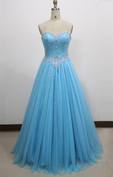 Beaded Tulle A Line Prom Dresses with Lace Appliques New Floor Length Prom Gowns Long Quinceanera Dresses