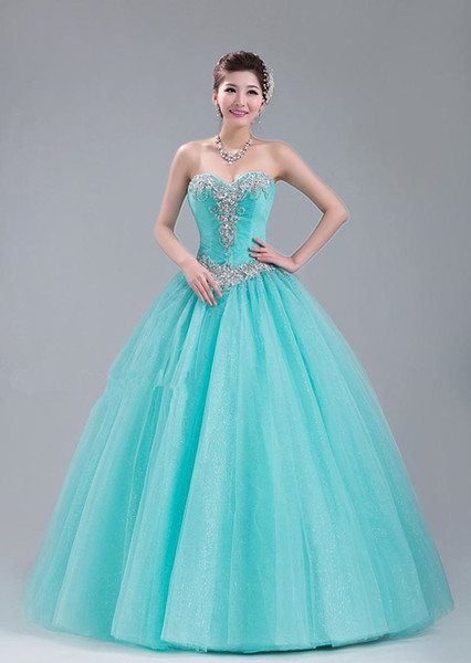 Beaded Crystal Long Tulle Prom Dress New Sweetheart Prom Gowns Lace Up Quinceanera Dress Drop 