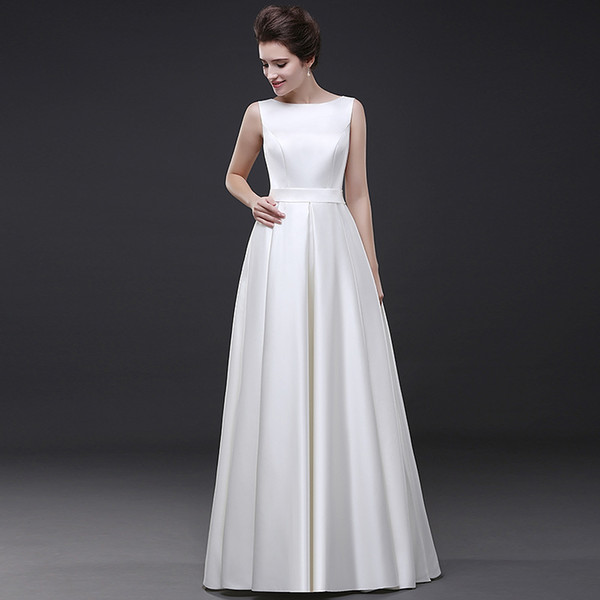 Ivory Satin Long Evening Formal Dresses with Pocket 2019 Simple Floor Length Prom Dresses Gown Lace Up Party Dress Abendkleid