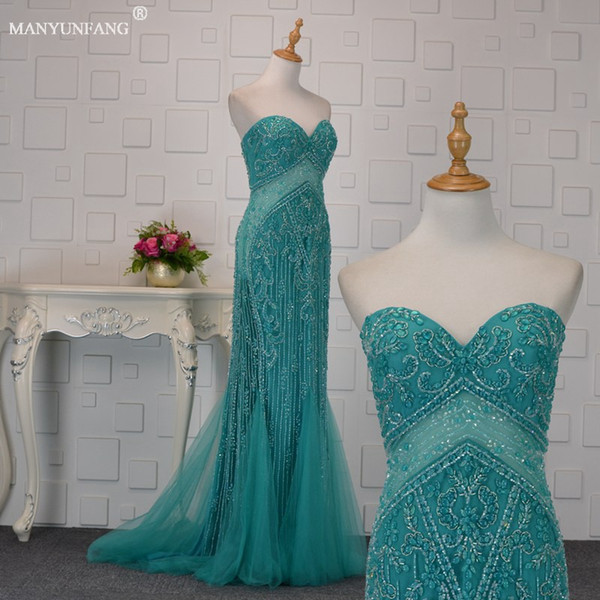 Major Beading Hand Job Green Prom Dresses Sweetheart Neck Full Beading Special Occasion Dresses Luxury Rhinestone Evening Gowns