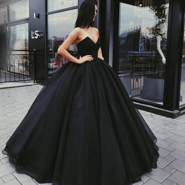 Dark Navy Stylish A-Line Sweetheart Ball Gown Black Satin Long Prom/Evening Dress Custom size CK293