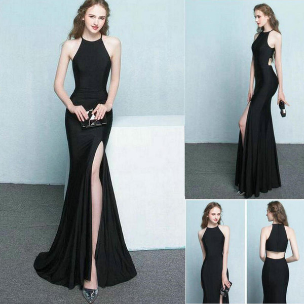 prom dresses mermaid prom dresses Trunpet/Mermaid Black Evening Dresses Backless Corduroy Sweep-Train mermaid dress Custom size CK077