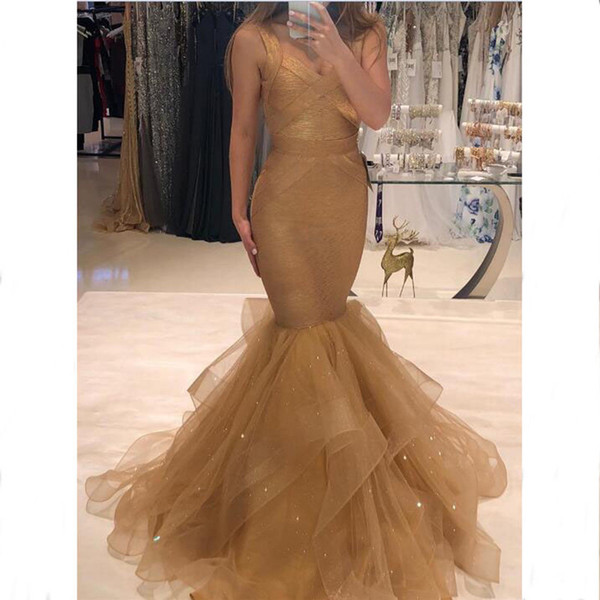 Elegant Champagne Mermaid Prom Gown Latest Unique Design Organza Red Carpet Celebrity Wear Chic Party Dresses Custom Fashion