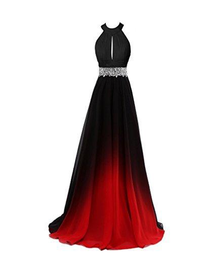 New Sexy New Ombre Long Evening Prom Dresses Chiffon Beaded A Line Plus Size Floor-Length Gradient Formal Party Gown QC1243