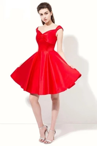 In Stock Sexy Red Sweetheart Short A-Line Prom Dresses With Satin Lace-Up Bridesmaid Dress Evening Formal Party Gown BP20