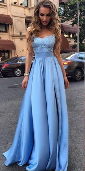 2017 New light blue Lace a line Prom Dresses off Shoulder lace Appliques Floor Length Lace Long Party Gowns homecoming dress