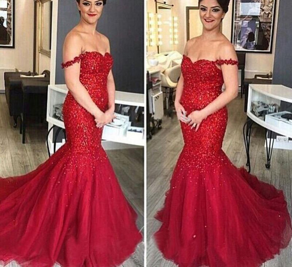 Red Celebrity Dresses 2016 Formal Sequins Long Prom Gowns Lace Up Back Mermaid Dubai Arabic Evening Dresses 2017 Evening Gowns 756