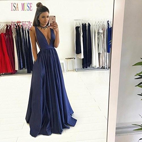 Women's Deep V Neck Evening Dress Long Prom Formal Party Dress Ball Gowns