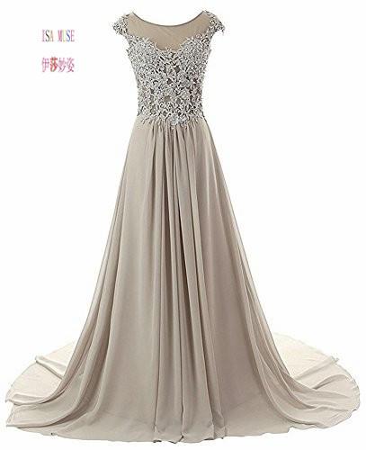 Prom Dresses Long Evening Gowns Lace Bridesmaid Dress Chiffon Prom Dress Cap Sleeve