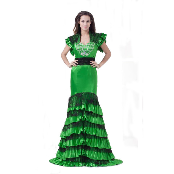 New Style Green Satin Ladies Prom Dress Free Jacket Mermaid Design Fashion Long Gown Zip Back