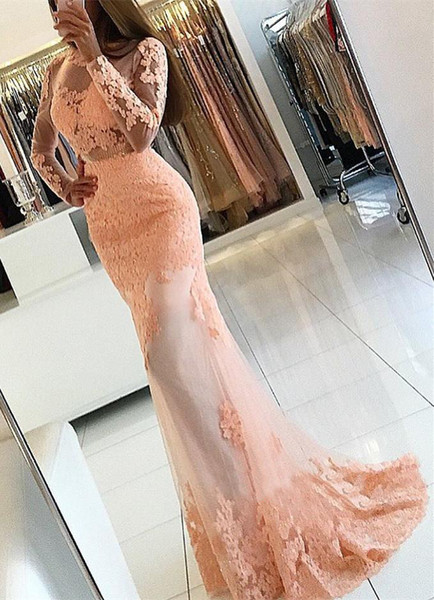 New Designer Appliques Lace Prom Dress Sexy Backless Mermaid Sequined Waist Vestidos de Festa Longo 2017 Party Dress Full Sleeve