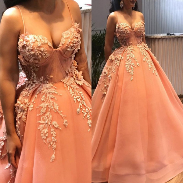 Saudi Arabic Orange Quinceanera Dresses With Delicate Appliques 3D Flower Beaded Prom Gowns Sweetheart Plus Size Ball Gown