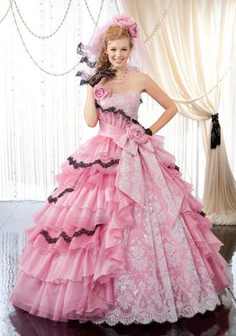 Strapless Pink Ball Gown Quinceanera Dresses with Handmade Flowers Bow Embroidery Crystals Lace Tulle Summer Beach Prom Pageant Dresses