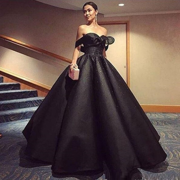 Black Off the Shoulder Ball Gown Quinceanera Dress A-line Shiny Beaded Ruffle Puffy Skirt Prom Gowns Free Prom Celebrity Gown