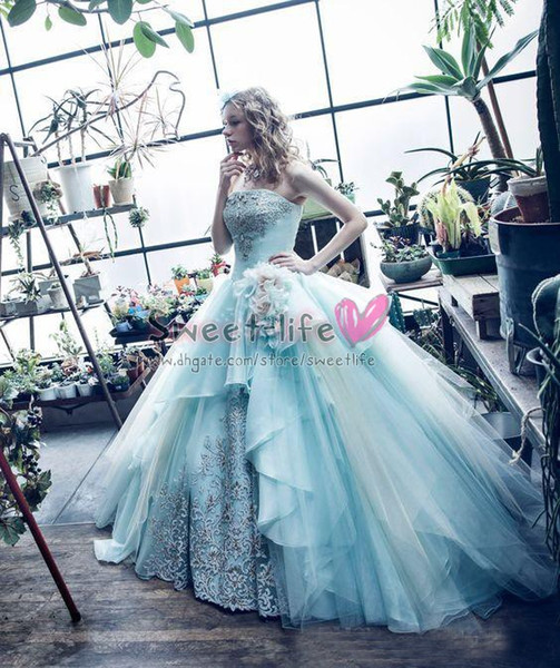 Strapless 16 Princess Quinceanera Dresses Birthday Party Dress Lace Appliques Plus Size Evening Prom Ball Gown Ruffle Skirt