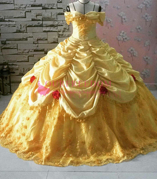 Elegant Yellow Quinceanera Dresses Sweet 16 18 Lace Rufles Skirts Off The shoulder With 3D Flora Appliques Formal Occasion Dresses