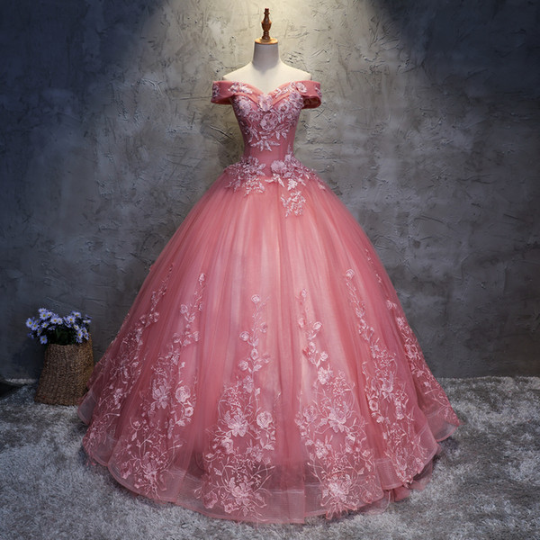 Quinceanera Dresses appliques Elegant Beautiful Vestidos De Party Prom Formal Floral Print Ball Gowns Vestidos De 15 Anos QC1468