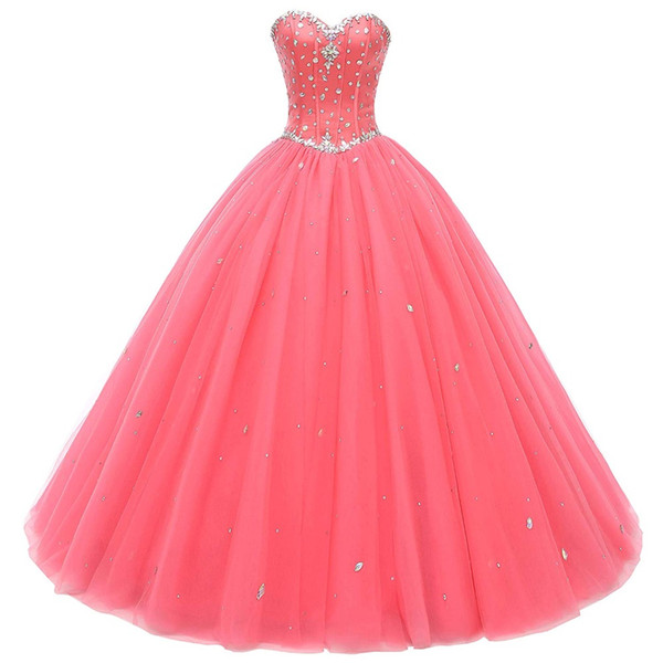 Real Photo Tulle Cheapest Ball Gown Quinceanera Dresses Beaded Sweet 16 Year Prom Party Evening Gown Vestidos De 15 Anos QC1465