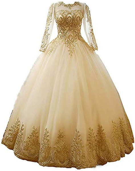 Luxury Real Image Gold Lace Applique Ball Gown Quinceanera Dresses Prom Party Crystals Beaded Girl Pageant Sweet 16 Gowns QC1498