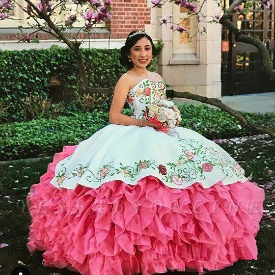 Luxury Pink Ball Gown Vintage Quinceanera Dresses With Embroidery Girl Pageant Dresses Sweet 16 Gowns QC1495