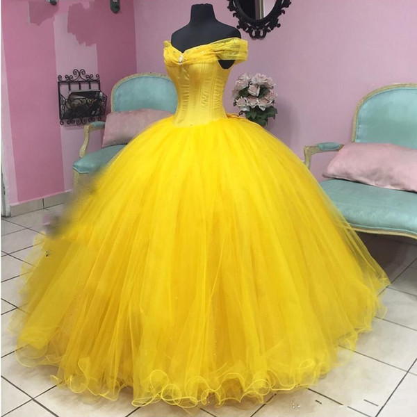 New Cheap Beautiful Yellow Quinceanera Dresses Beaded Vestidos De Party Prom Formal Floral Print Ball Gowns Vestidos De 15 Anos QC1477