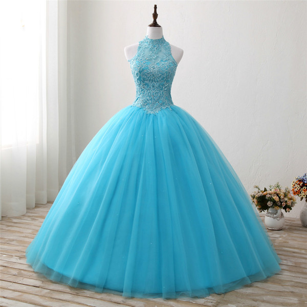 New 100% Real Photo Tulle Quinceanera Dresses Ball Gown With Beaded Sweet 16 Dress For 15 Years Pageant Gown In High Quality