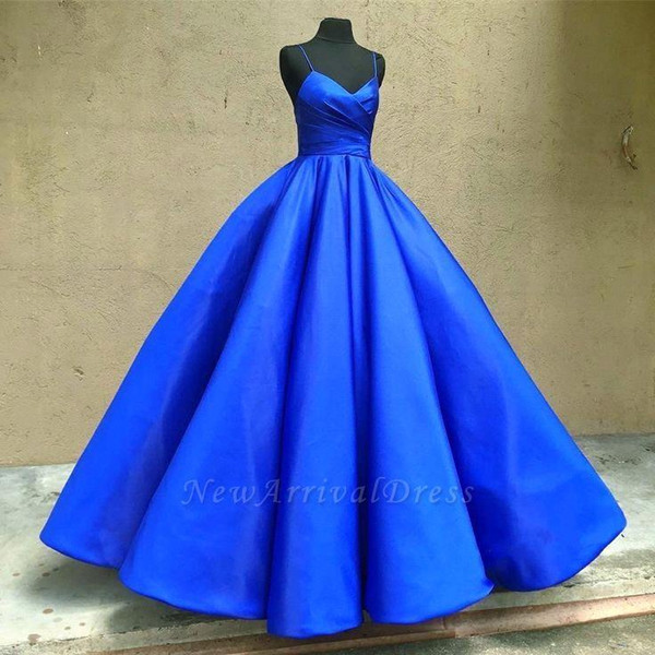 New Royal Blue Spaghetti Ball Gown Girls Quinceanera Dresses Princess Evening Party Dresses Prom Gown BC0923