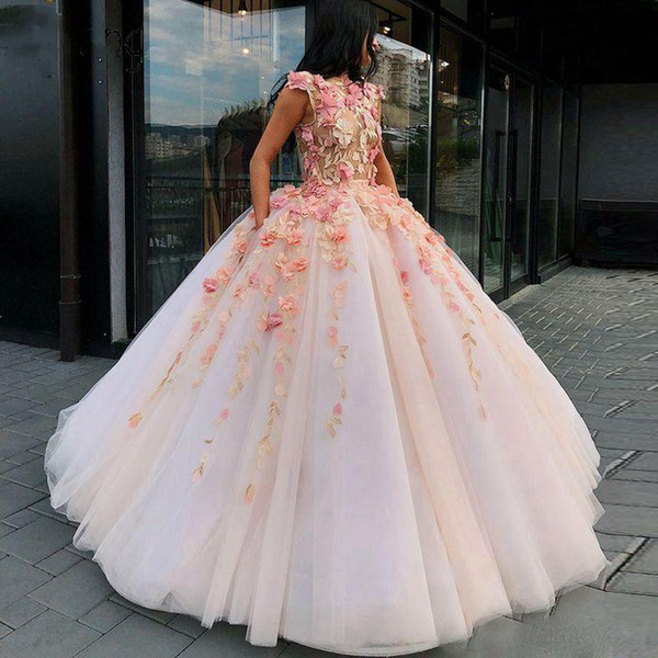 Quinceanera Dresses Hand Made Flowers Cap Sleeve Princess Ball Gown Masquerader Dress Sweet 15 Prom Evening Gowns BC1232