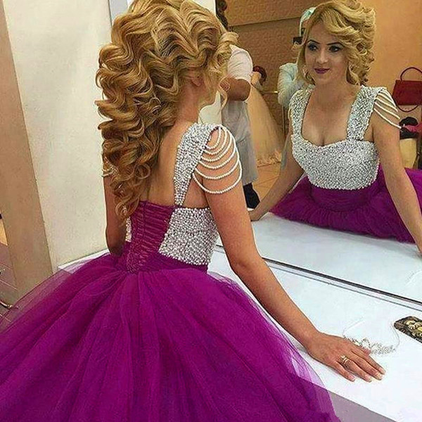 2016 Cheap Elegant Lace Quinceanera Dresses Sheer Neck Tulle Prom Ball Gowns Sweep Train Formal Dresses For 15 Years Custom Made