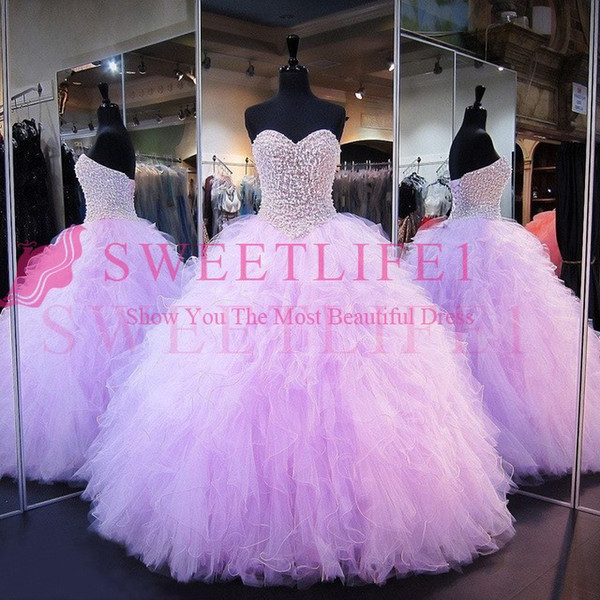 Puffy Quinceanera Dresses Ball Gown Sweetheart Heavy Beaded Crystals Sweet 16 Lavender Party Quinceanera dress Custom Made