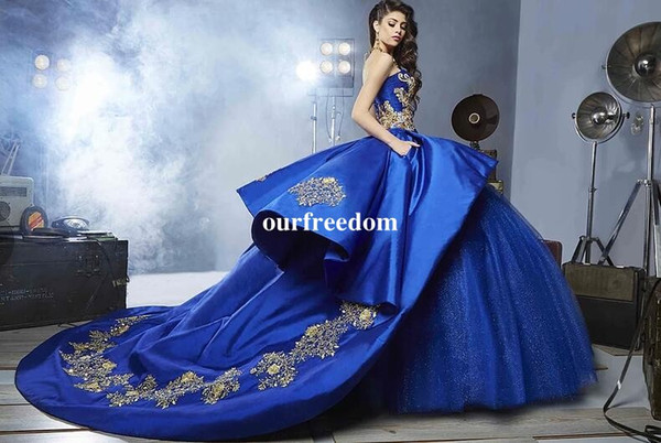 Royal Blue Quinceanera Dresses Sweetheart Beads Ball Gown Floor-Length PromDress Vestidos De 15 Anos Birthday Party Sweet 16 Dresses