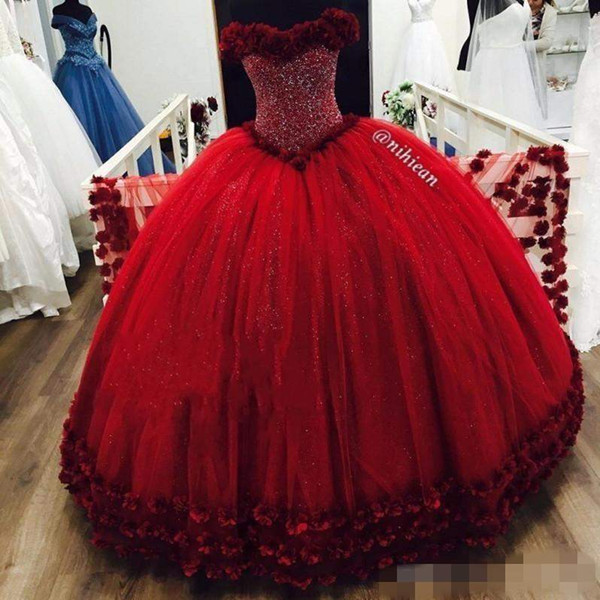 Sparkly Beaded Crystal Quinceanera Dresses Sweetheart Neck Puffy Tull For Sweet 18 Birthday Party Gowns Custom Made Hot Sale