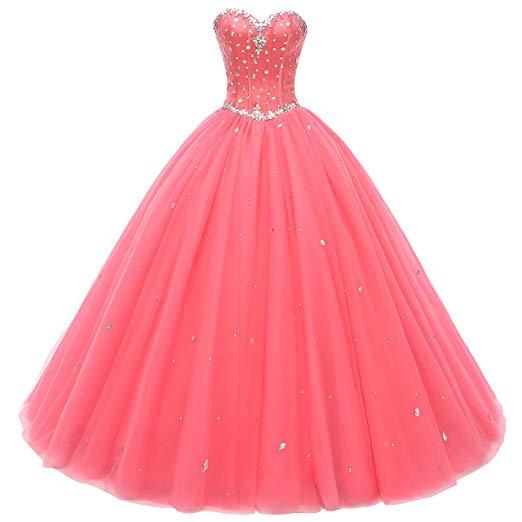 Shining Sweetheart Ball Gown Tulle Quinceanera Dresses Beaded Sweet 16 Year Prom Party Gown Vestidos De 15 Anos QC1380