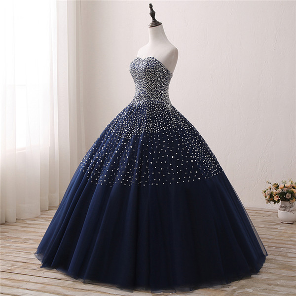 New Cheap Stock Real Photo Quinceanera Dresses Ball Gown Beaded Sweet 16 Dress For 15 Years Debutante Prom Party Gown QC1126